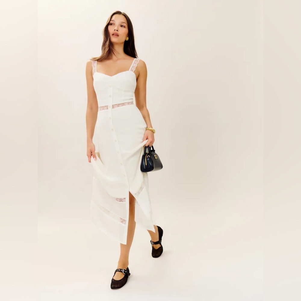 Reformation Wynton Dress In Ivory, brand new, never worn, no flaws. - Picture 5 of 16